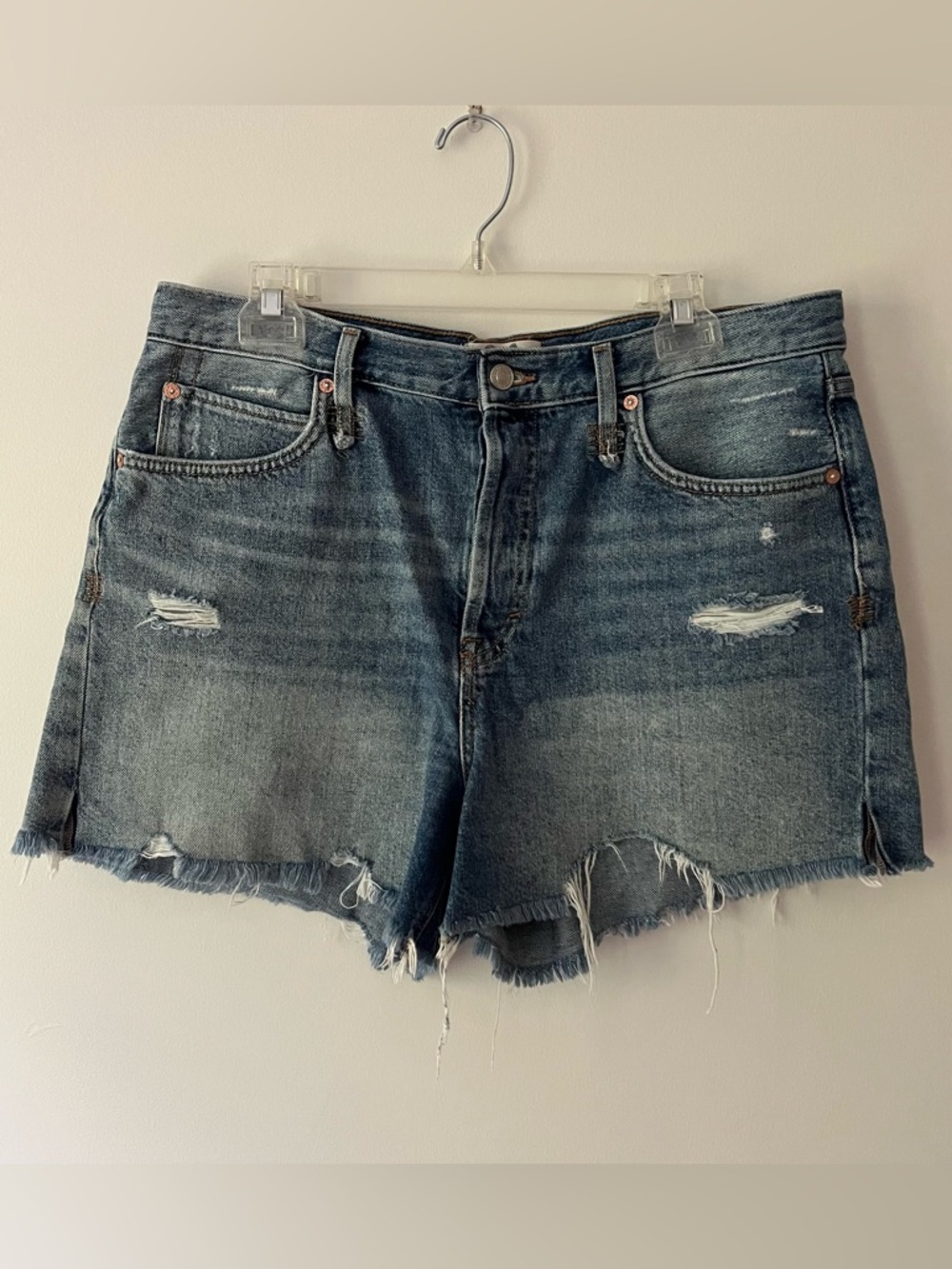 Free People Cutoff Denim Shorts 31 Distressed Button Fly Festival NEW